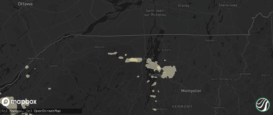 Hail map in Morrisonville, NY on July 1, 2026