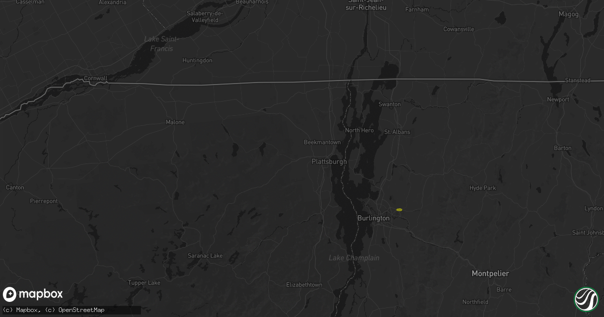 Hail map in Morrisonville, NY on July 1, 2026