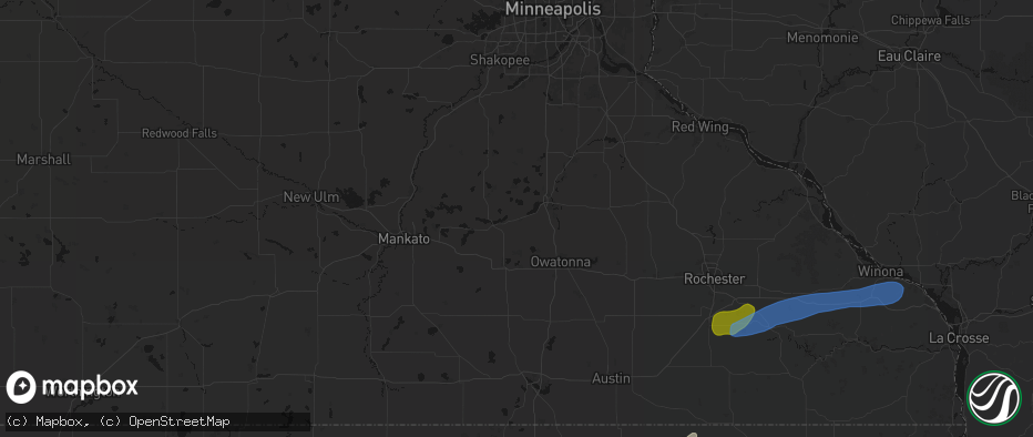 Hail map in Morristown, MN on July 1, 2026