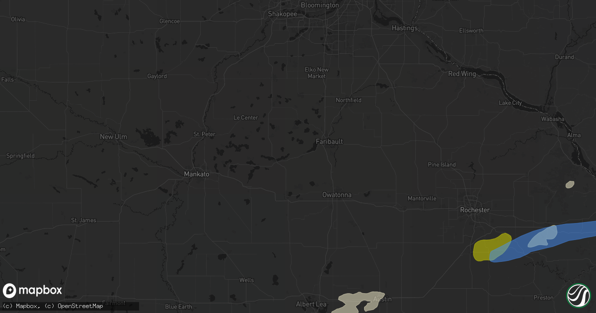 Hail map in Morristown, MN on July 1, 2026