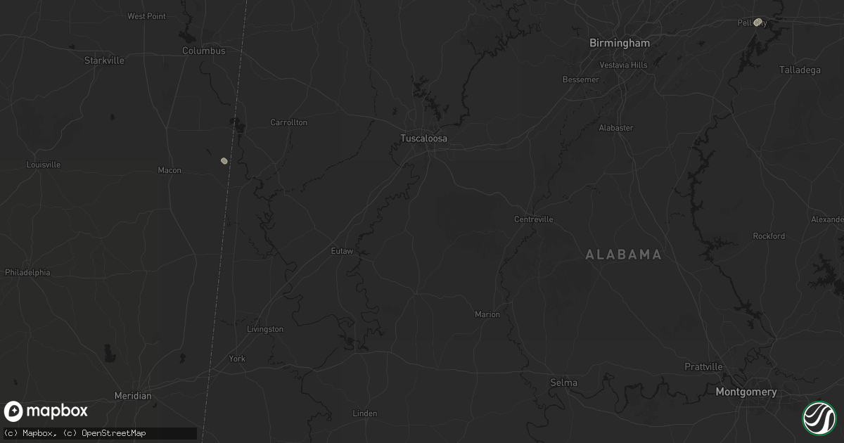 Hail map in Moundville, AL on July 1, 2026