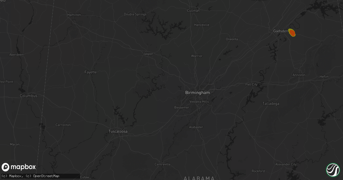 Hail map in Mulga, AL on July 1, 2026