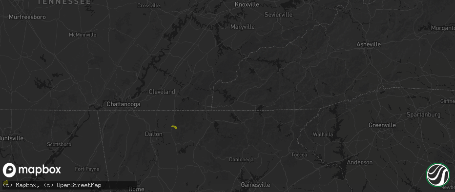 Hail map in Murphy, NC on July 1, 2026