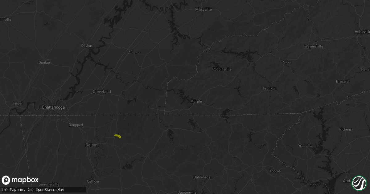 Hail map in Murphy, NC on July 1, 2026