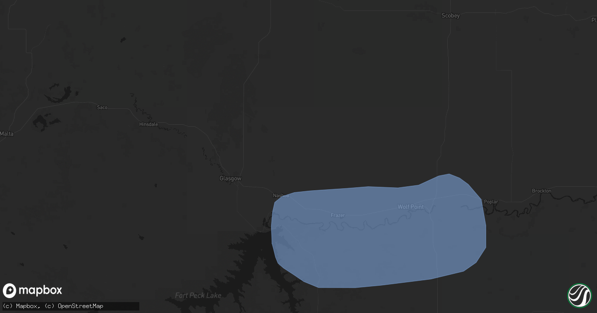 Hail map in Nashua, MT on July 1, 2026