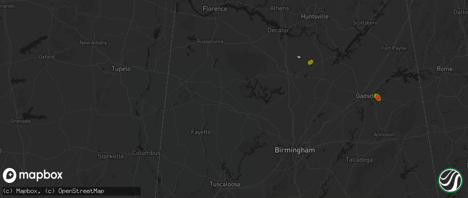 Hail map in Nauvoo, AL on July 1, 2026