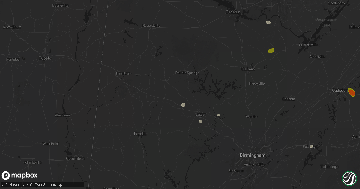 Hail map in Nauvoo, AL on July 1, 2026