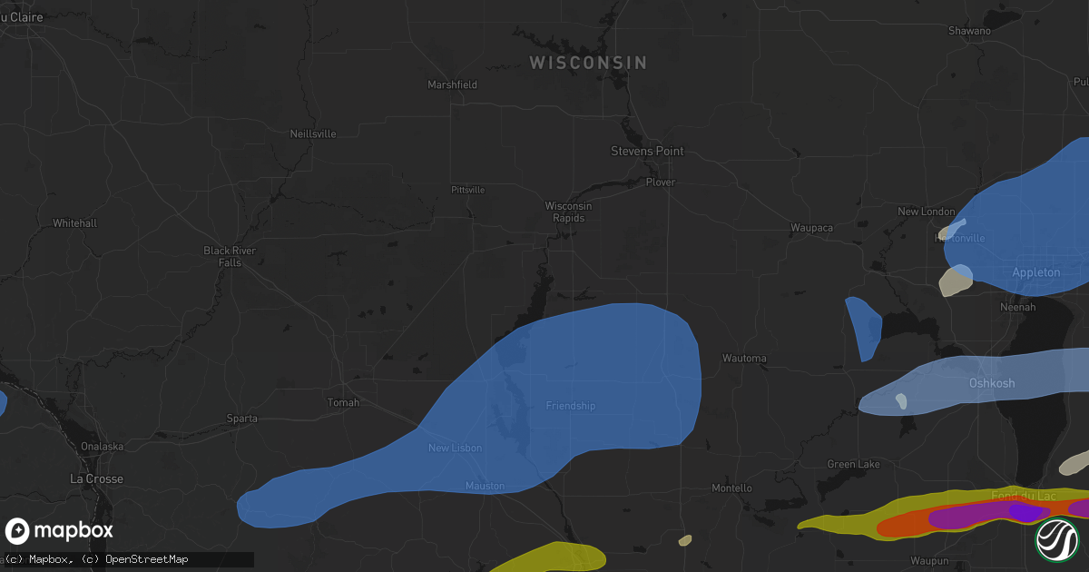 Hail map in Nekoosa, WI on July 1, 2026