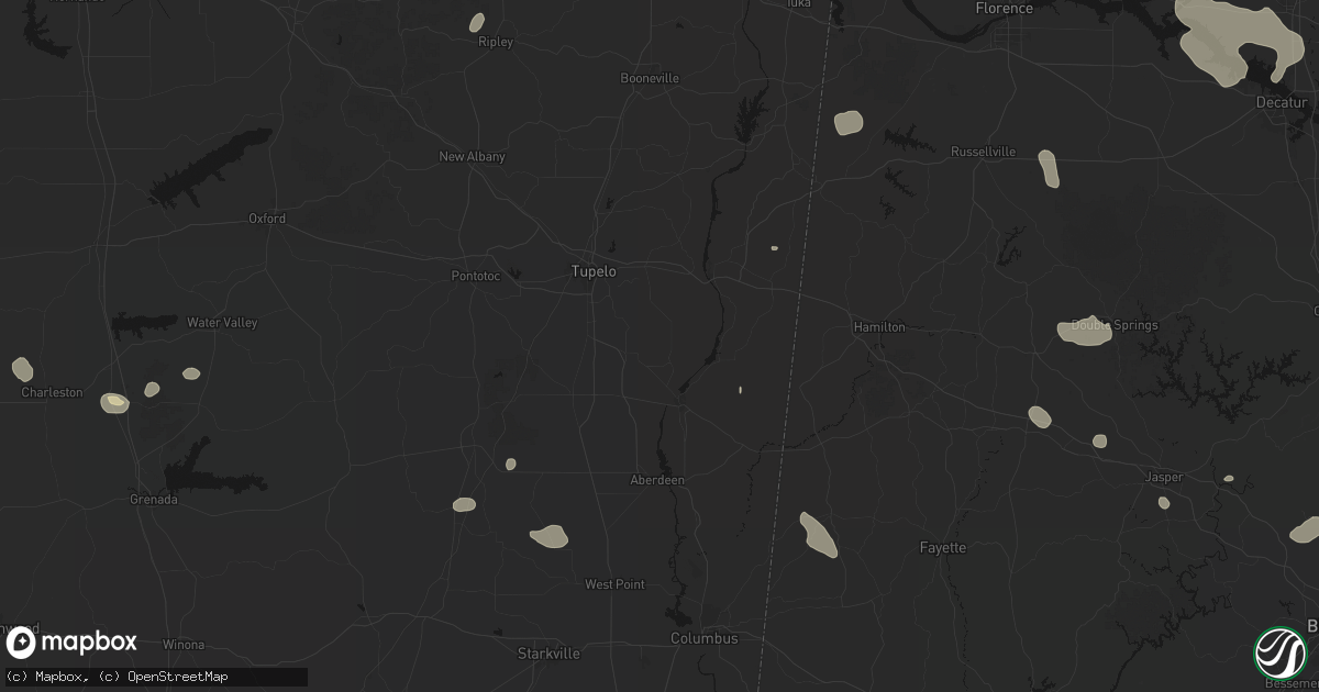 Hail map in Nettleton, MS on July 1, 2026