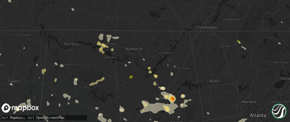 Hail map in New Hope, AL on July 1, 2026