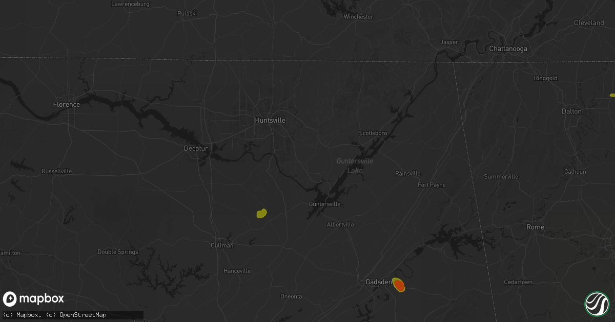 Hail map in New Hope, AL on July 1, 2026