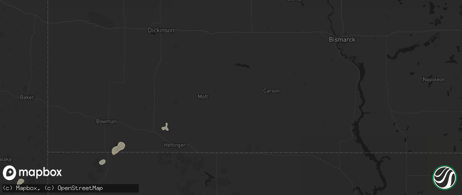 Hail map in New Leipzig, ND on July 1, 2026