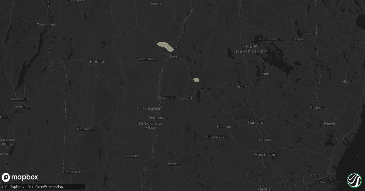 Hail map in Newport, NH on July 1, 2026