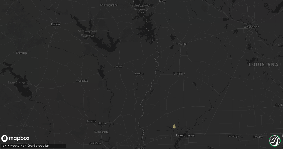 Hail map in Newton, TX on July 1, 2026