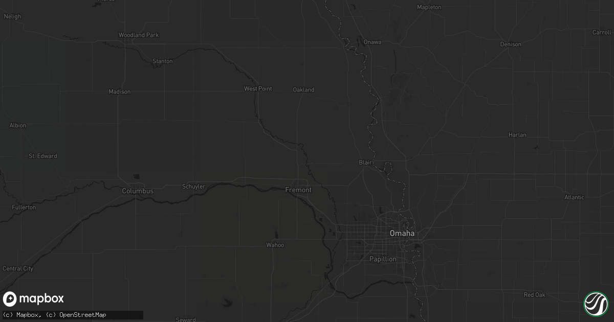 Hail map in Nickerson, NE on July 1, 2026