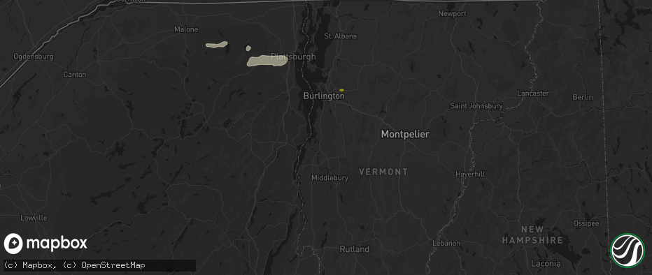 Hail map in North Ferrisburgh, VT on July 1, 2026