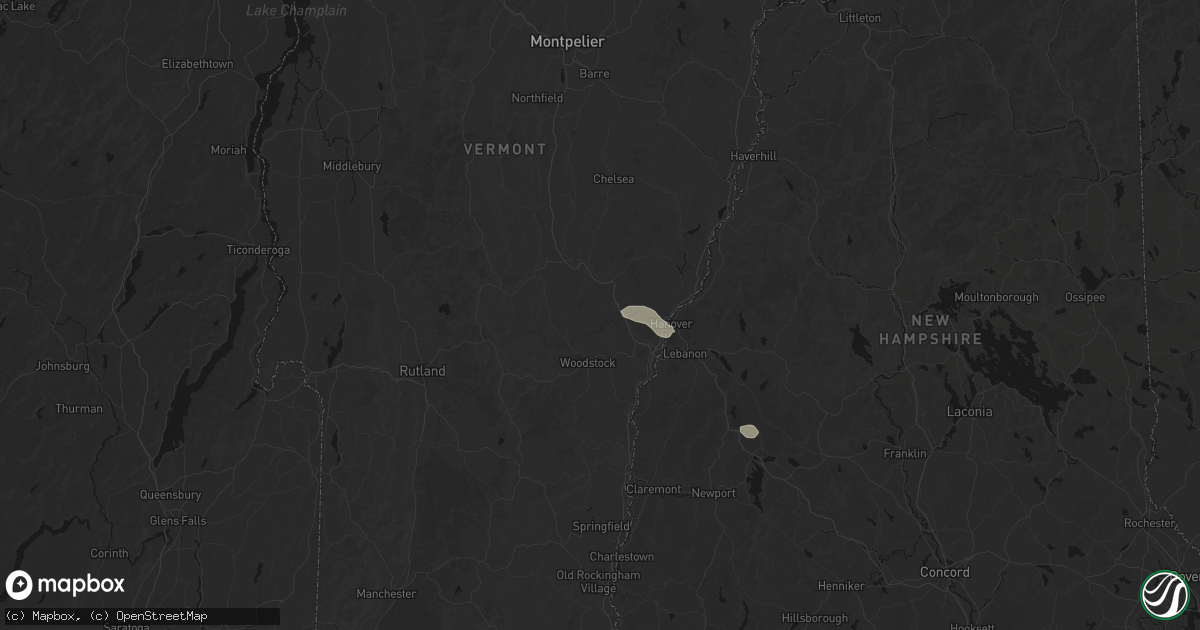 Hail map in North Pomfret, VT on July 1, 2026