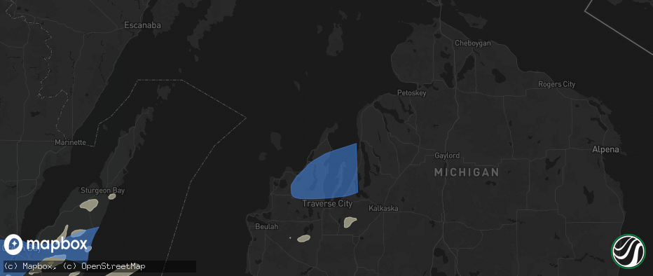 Hail map in Northport, MI on July 1, 2026