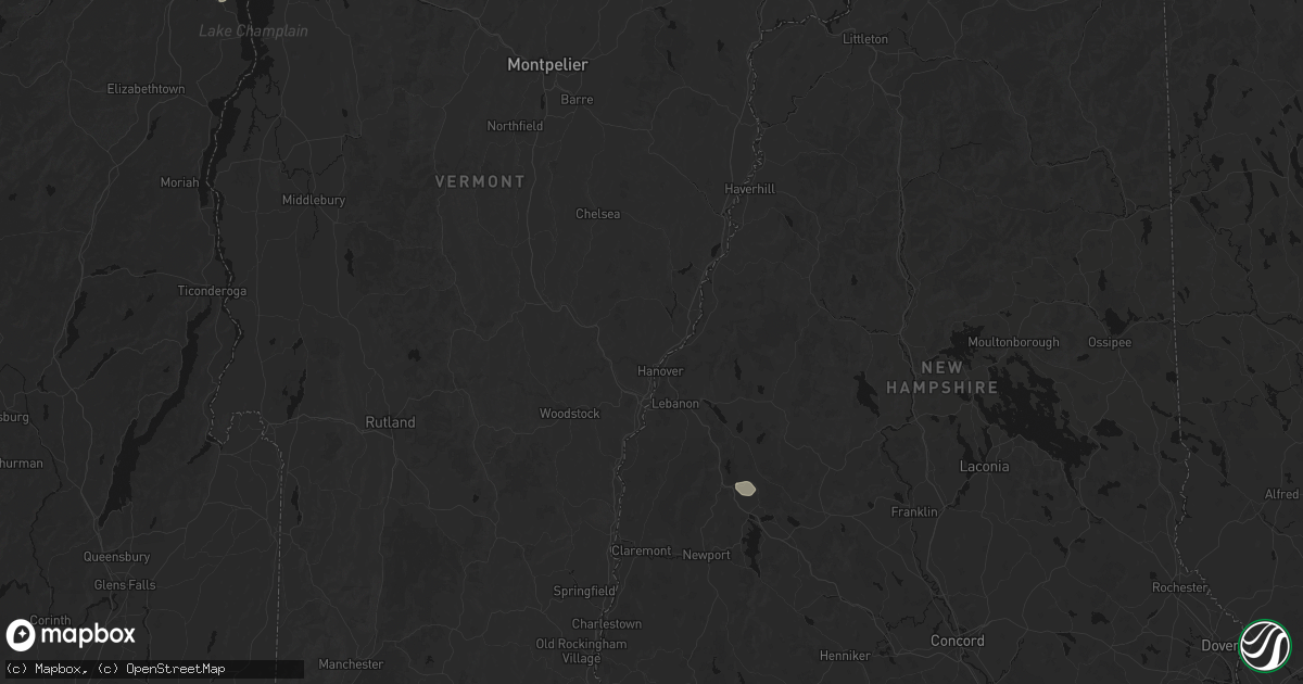 Hail map in Norwich, VT on July 1, 2026