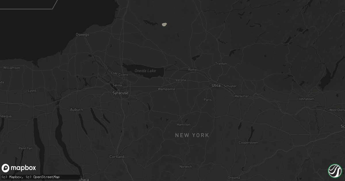Hail map in Oneida, NY on July 1, 2026
