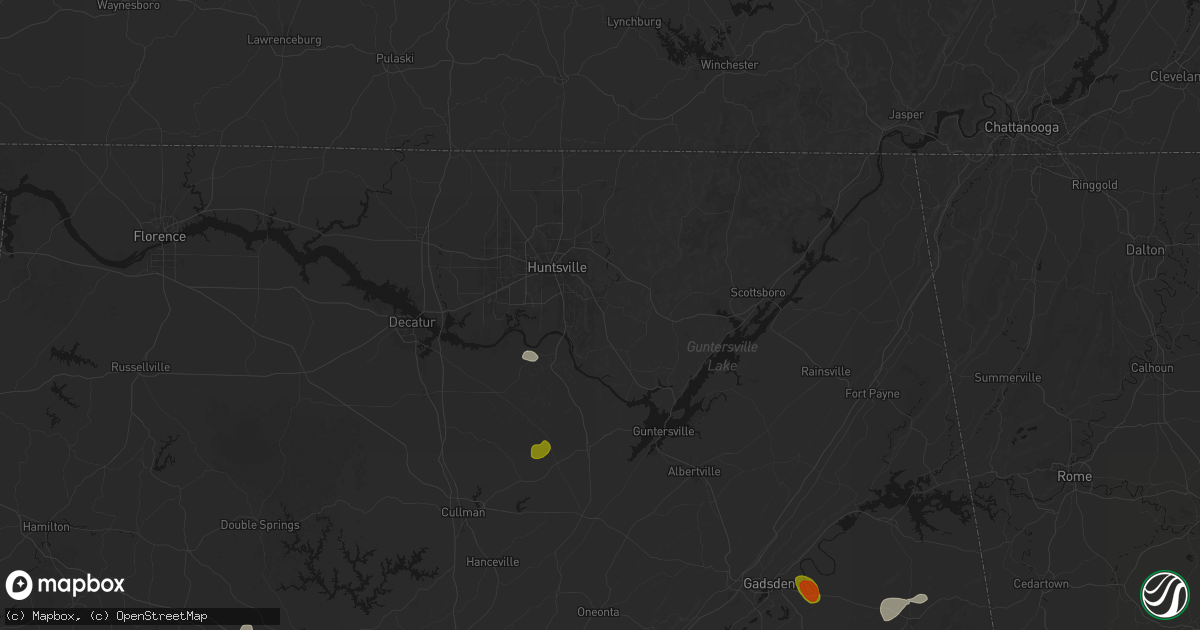 Hail map in Owens Cross Roads, AL on July 1, 2026