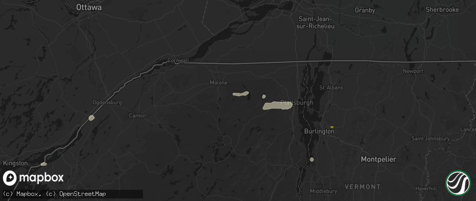 Hail map in Owls Head, NY on July 1, 2026