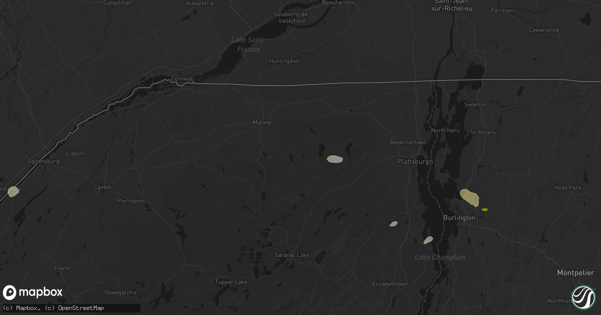 Hail map in Owls Head, NY on July 1, 2026