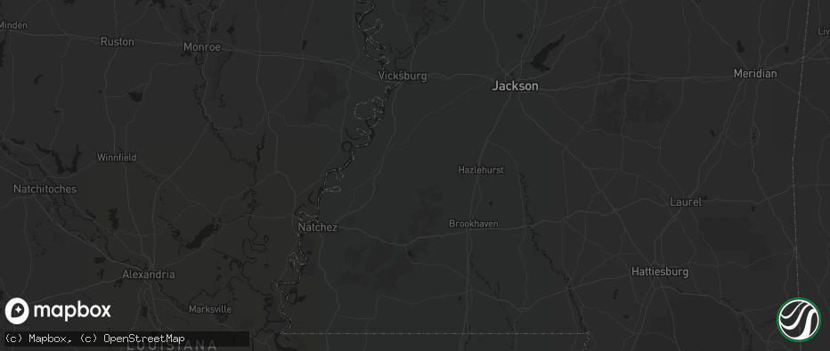 Hail map in Pattison, MS on July 1, 2026