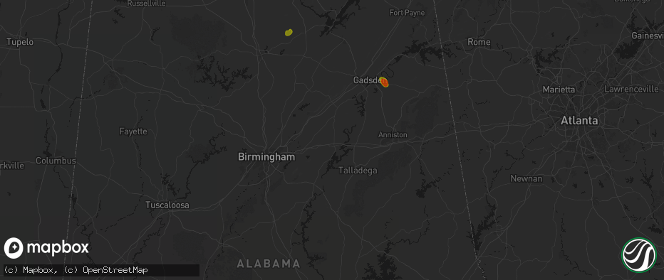 Hail map in Pell City, AL on July 1, 2026