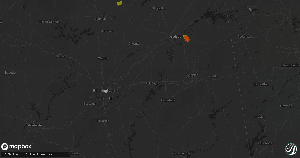 Hail map in Pell City, AL on July 1, 2026