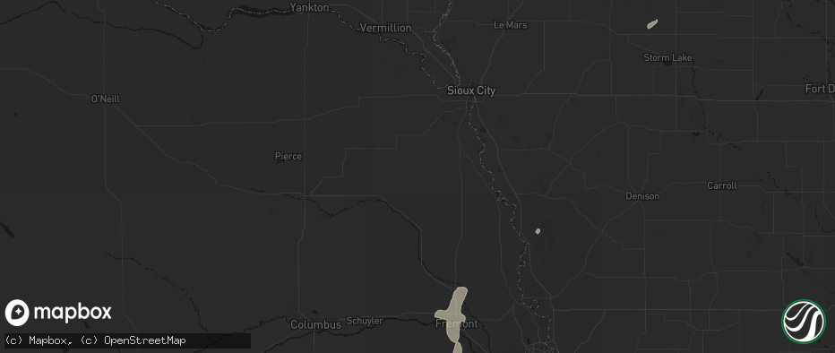 Hail map in Pender, NE on July 1, 2026