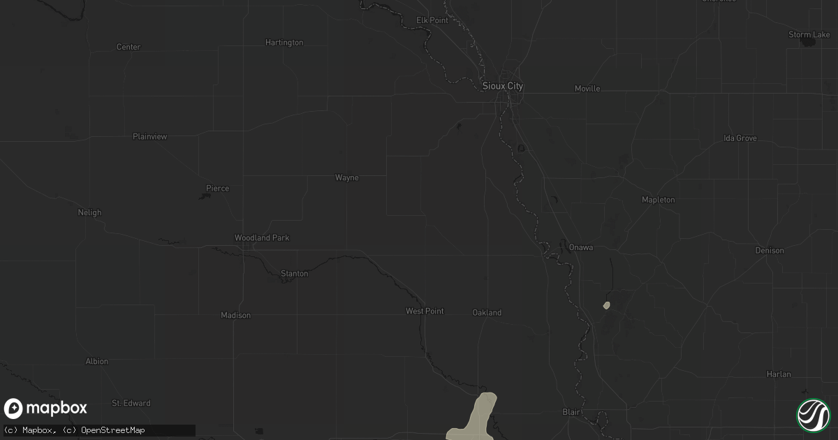 Hail map in Pender, NE on July 1, 2026