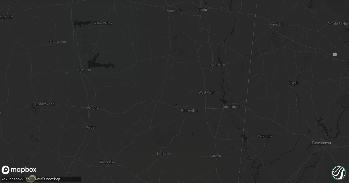 Hail map in Pheba, MS on July 1, 2026