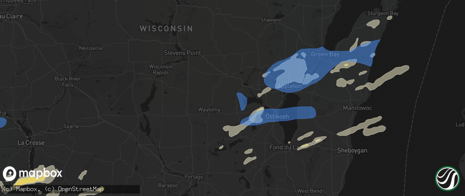 Hail map in Pine River, WI on July 1, 2026