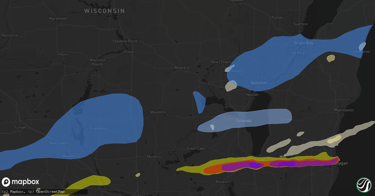 Hail map in Pine River, WI on July 1, 2026