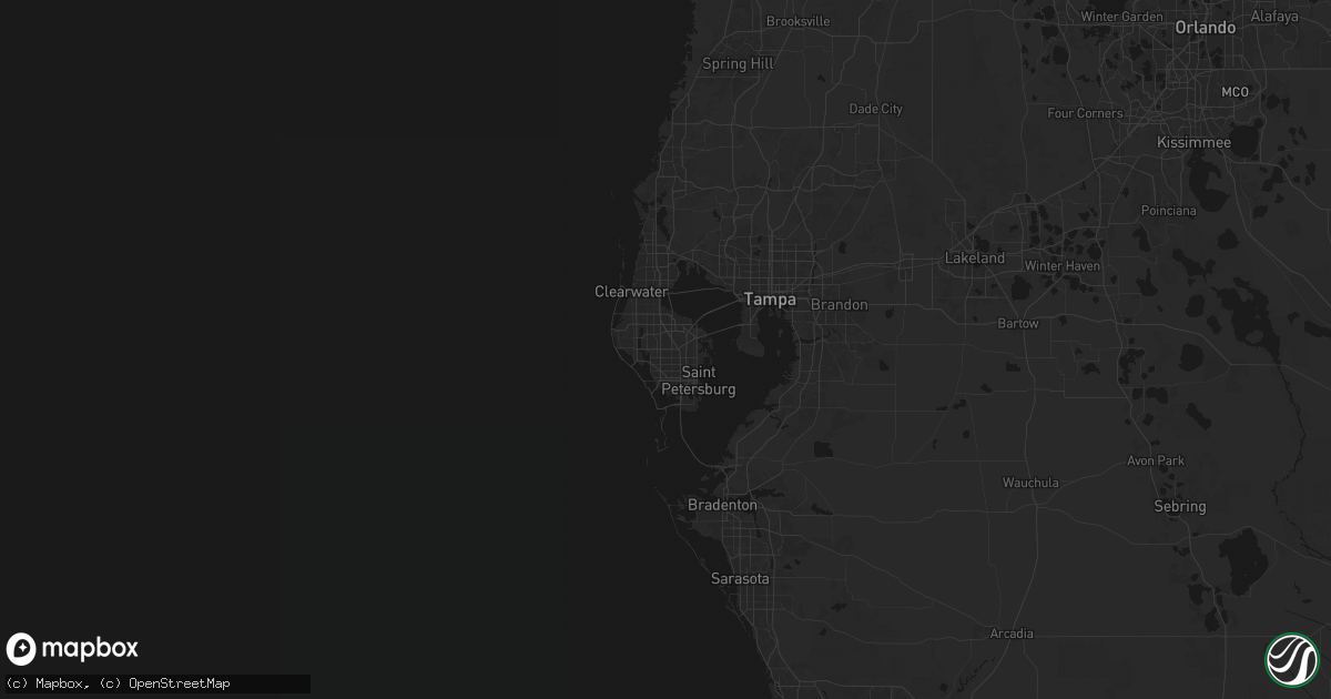Hail map in Pinellas Park, FL on July 1, 2026