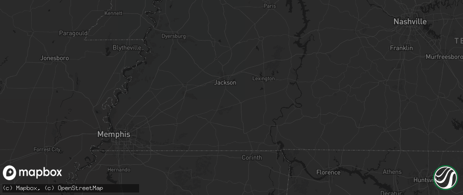 Hail map in Pinson, TN on July 1, 2026