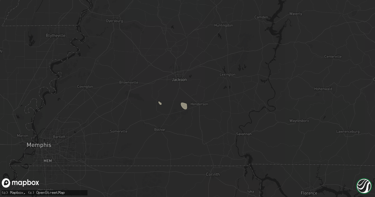 Hail map in Pinson, TN on July 1, 2026