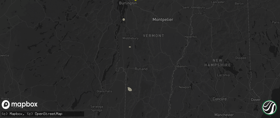 Hail map in Pittsford, VT on July 1, 2026