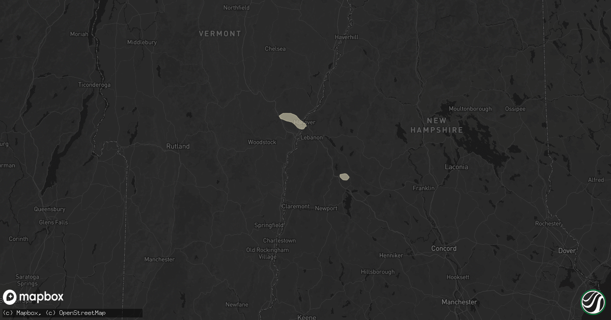Hail map in Plainfield, NH on July 1, 2026