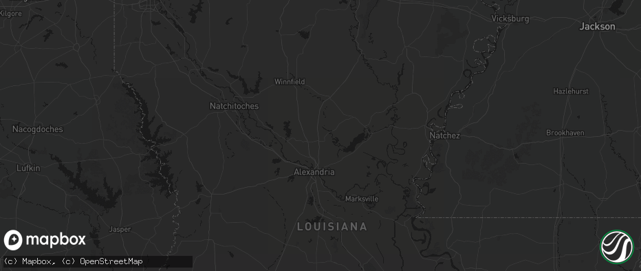 Hail map in Pollock, LA on July 1, 2026