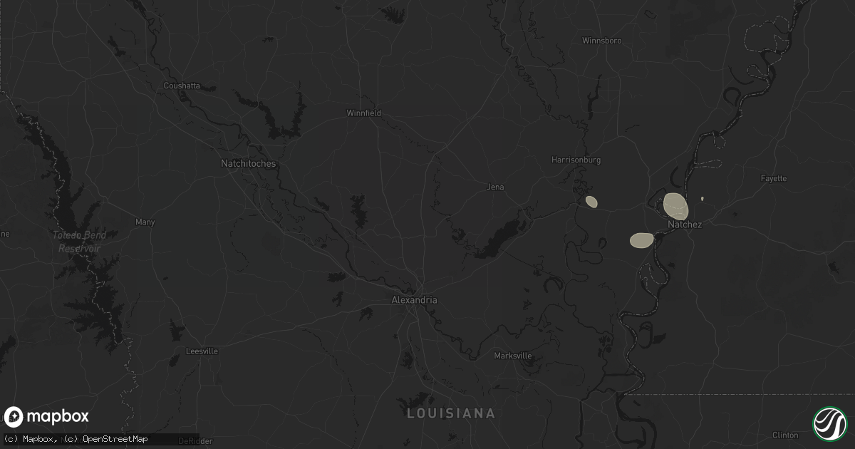 Hail map in Pollock, LA on July 1, 2026