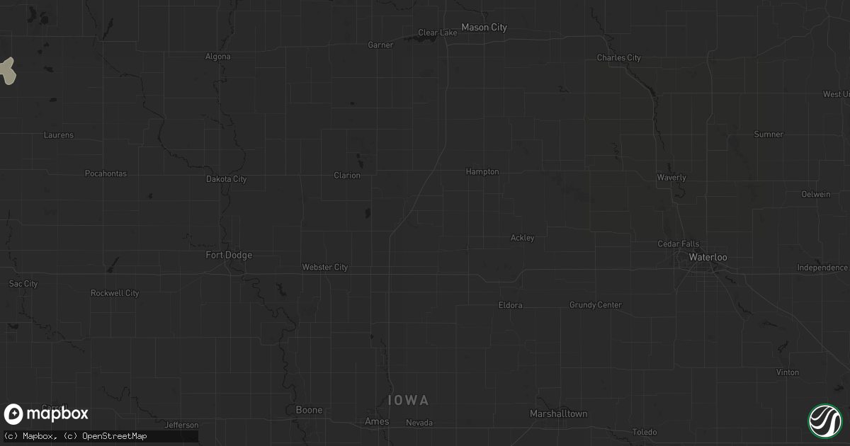 Hail map in Popejoy, IA on July 1, 2026