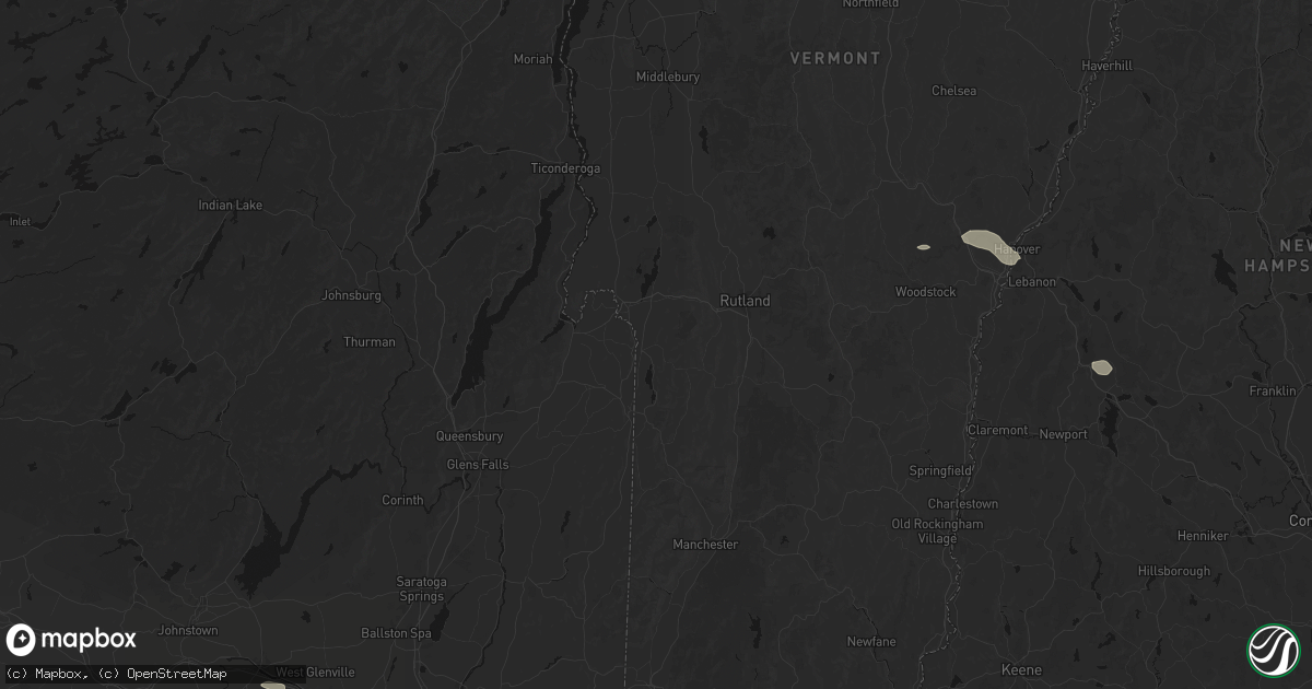 Hail map in Poultney, VT on July 1, 2026