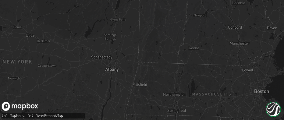 Hail map in Pownal, VT on July 1, 2026