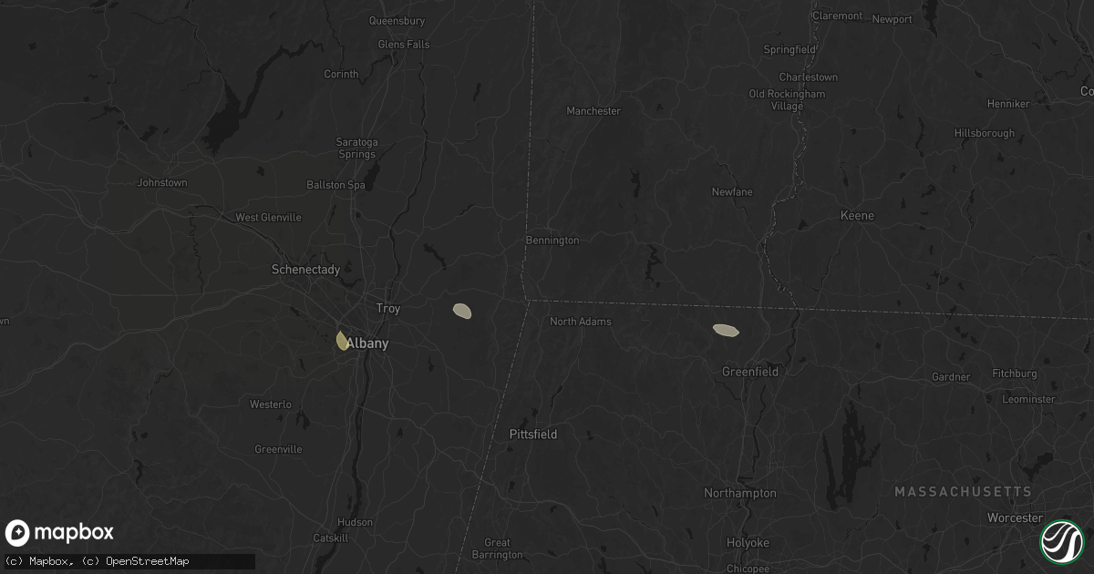 Hail map in Pownal, VT on July 1, 2026