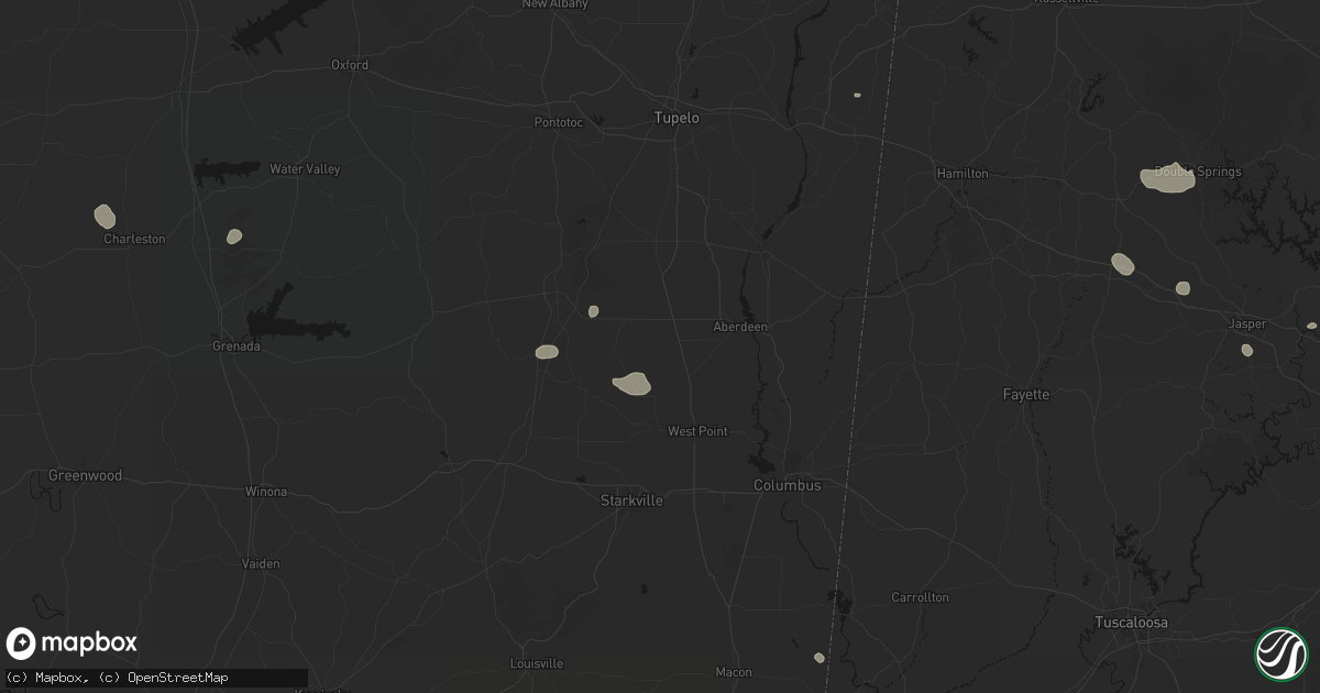 Hail map in Prairie, MS on July 1, 2026