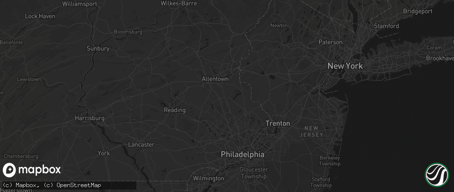 Hail map in Quakertown, PA on July 1, 2026