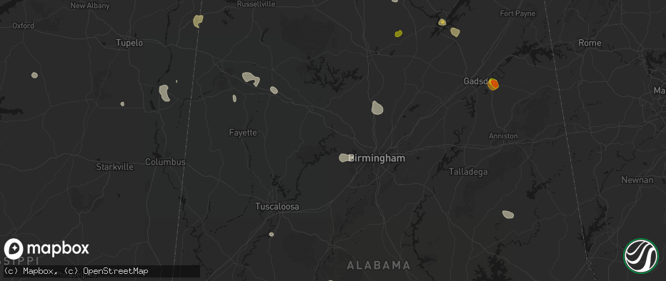 Hail map in Quinton, AL on July 1, 2026