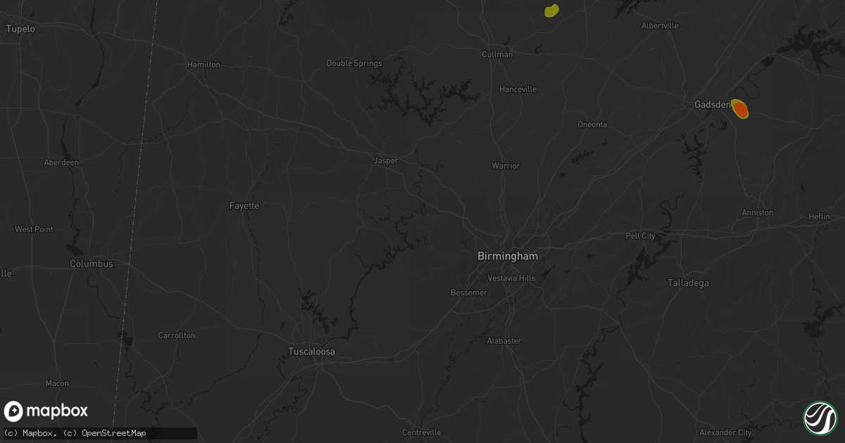 Hail map in Quinton, AL on July 1, 2026